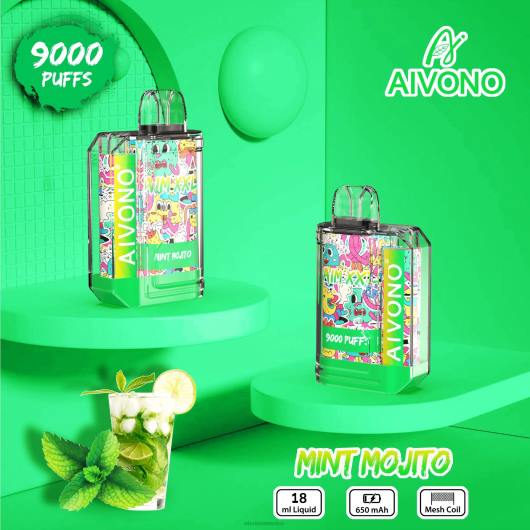mojito de menta Aivono AIM XXL 9000 pegatina boca transparente TRF455 | Aivono Mexico